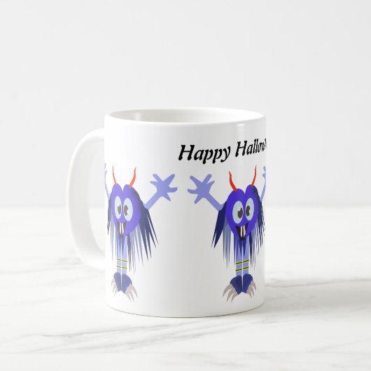 Cute Blue Monster Halloween Koffiemok (Voorkant links)
