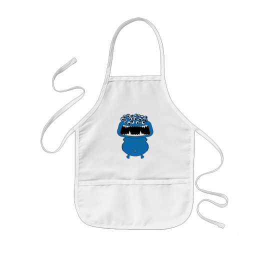 Cute blue monster kinder schort (Voorkant)