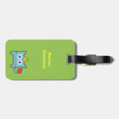 Cute Blue Monster met Funny Caption Bagagelabel (Achterkant horizontaal)