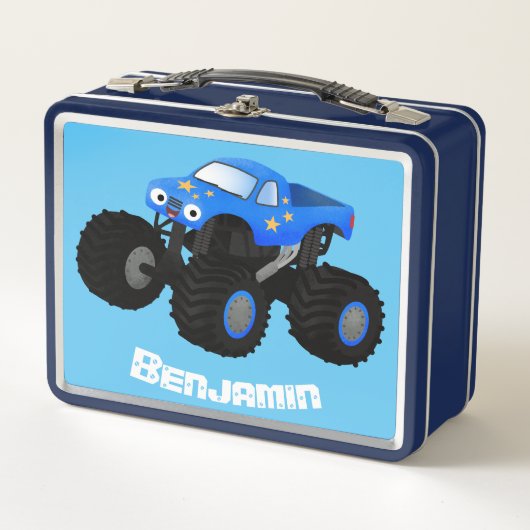 Cute blue monster truck cartoon illustratie (Voorkant)
