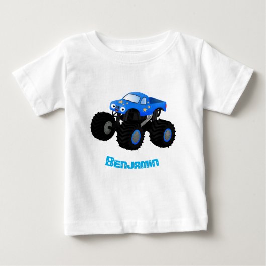 Cute blue monster truck cartoon illustratie (Voorkant)