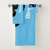 Cute blue monster truck cartoon illustratie bad handdoek (Insitu)