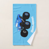 Cute blue monster truck cartoon illustratie bad handdoek (Handdoek)