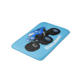 Cute blue monster truck cartoon illustratie badmat (Gekanteld)