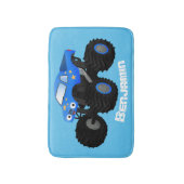 Cute blue monster truck cartoon illustratie badmat (Voorkant Verticaal)