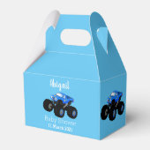 Cute blue monster truck cartoon illustratie bedankdoosjes (Achterkant)