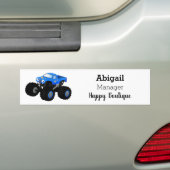 Cute blue monster truck cartoon illustratie bumpersticker (Op auto)