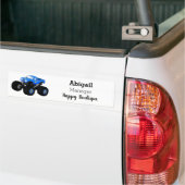 Cute blue monster truck cartoon illustratie bumpersticker (Op Truck)