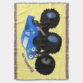 Cute blue monster truck cartoon illustratie deken (Voorkant Verticaal)