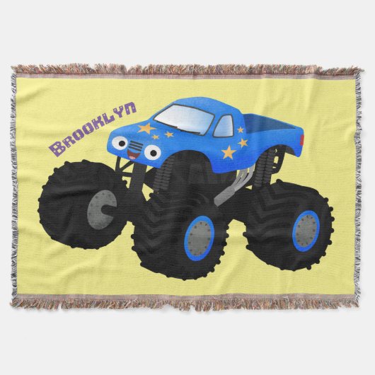 Cute blue monster truck cartoon illustratie deken (Voorkant)
