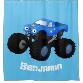 Cute blue monster truck cartoon illustratie douchegordijn (Voorkant)