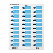 Cute blue monster truck cartoon illustratie etiket (Full Sheet)