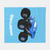 Cute blue monster truck cartoon illustratie fleece deken (Voorkant (Horizontaal))