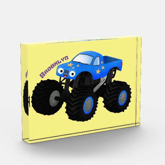 Cute blue monster truck cartoon illustratie fotoblokken (Links)