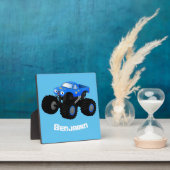 Cute blue monster truck cartoon illustratie fotoplaat (Insitu)