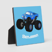 Cute blue monster truck cartoon illustratie fotoplaat (Voorkant)
