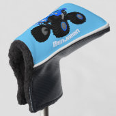 Cute blue monster truck cartoon illustratie golfheadcover (3/4 voorkant)