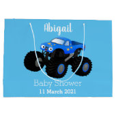 Cute blue monster truck cartoon illustratie groot cadeauzakje (Achterkant)