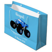 Cute blue monster truck cartoon illustratie groot cadeauzakje (Voorkant Gekanteld)