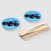 Cute blue monster truck cartoon illustratie handwaaier (Niet-gemonteerd)