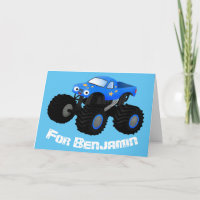 Cute blue monster truck cartoon illustratie