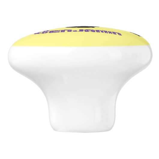 Cute blue monster truck cartoon illustratie keramische knop (Zijkant)