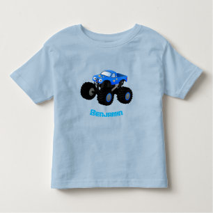 Cute blue monster truck cartoon illustratie kinder shirts