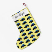 Cute blue monster truck cartoon illustratie kleine kerstsok (Achterkant (Hangend))