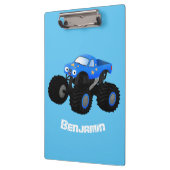 Cute blue monster truck cartoon illustratie klembord (Links)