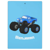 Cute blue monster truck cartoon illustratie klembord (Achterkant)