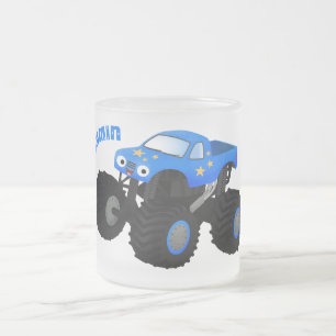 Cute blue monster truck cartoon illustratie matglas koffiemok