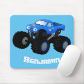Cute blue monster truck cartoon illustratie muismat (Met muis)
