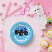 Cute blue monster truck cartoon illustratie papieren kommen (Feest)