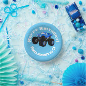 Cute blue monster truck cartoon illustratie papieren kommen (Feest)