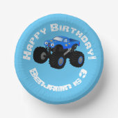 Cute blue monster truck cartoon illustratie papieren kommen (Voorkant)