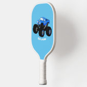 Cute blue monster truck cartoon illustratie pickleball paddle (Links)