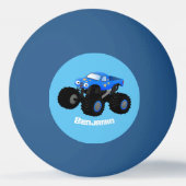 Cute blue monster truck cartoon illustratie pingpongbal (Achterkant)