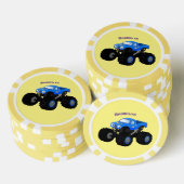Cute blue monster truck cartoon illustratie poker chips (Opstapeling)