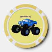 Cute blue monster truck cartoon illustratie poker chips (Achterkant)