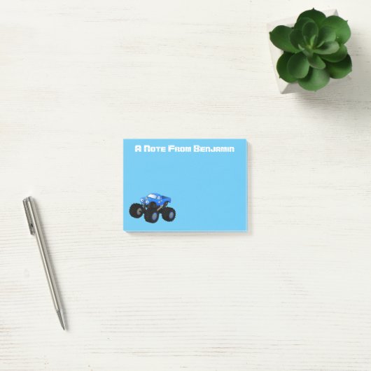 Cute blue monster truck cartoon illustratie post-it® notes (Kantoor)