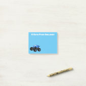 Cute blue monster truck cartoon illustratie post-it® notes (Op bureau)