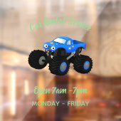 Cute blue monster truck cartoon illustratie raamsticker (Vel 2)