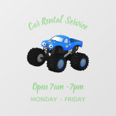Cute blue monster truck cartoon illustratie raamsticker (Vel)