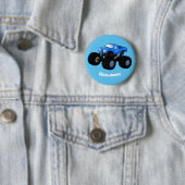 Cute blue monster truck cartoon illustratie ronde button 5,7 cm (In situ)