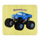 Cute blue monster truck cartoon illustratie snijplank (Voorkant)