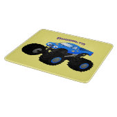 Cute blue monster truck cartoon illustratie snijplank (Hoek)