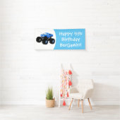 Cute blue monster truck cartoon illustratie spandoek (Insitu)