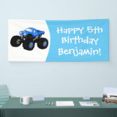 Cute blue monster truck cartoon illustratie spandoek (Beurs)