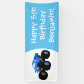 Cute blue monster truck cartoon illustratie spandoek (Verticaal)