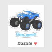 Cute blue monster truck cartoon illustratie sticker (Vel)